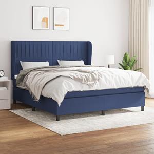 VidaXL Boxspring met matras stof blauw 160x200 cm