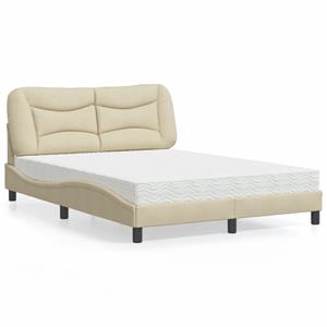 VidaXL Bed met matras stof crèmekleurig 140x190 cm