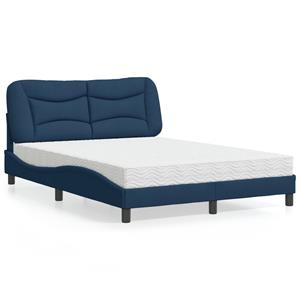 VidaXL Bed met matras stof blauw 140x190 cm