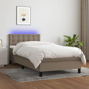 VidaXL Boxspring met matras en LED stof taupe 90x190 cm