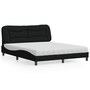 VidaXL Bed met matras stof zwart 160x200 cm