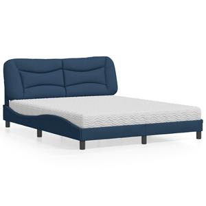 VidaXL Bed met matras stof blauw 160x200 cm