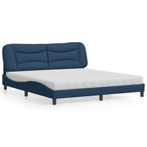 VidaXL Bed met matras stof blauw 180x200 cm