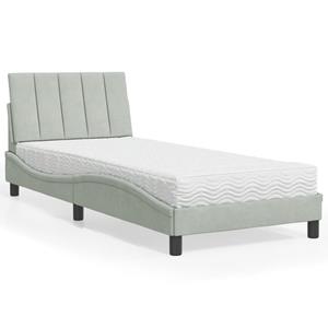 VidaXL Bed met matras fluweel lichtgrijs 90x190 cm