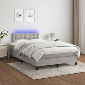 VidaXL Boxspring met matras en LED stof lichtgrijs 120x200 cm