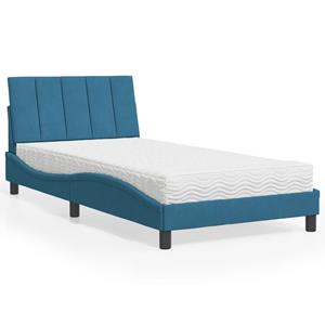 VidaXL Bed met matras fluweel blauw 100x200 cm