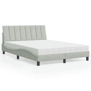 VidaXL Bed met matras fluweel lichtgrijs 140x190 cm