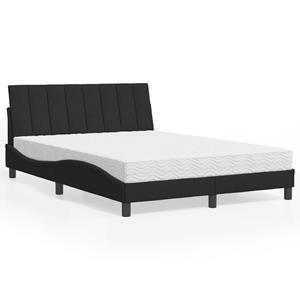 VidaXL Bed met matras fluweel zwart 140x190 cm