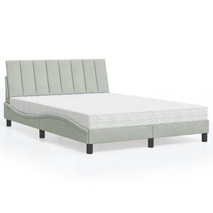 VidaXL Bed met matras fluweel lichtgrijs 140x200 cm