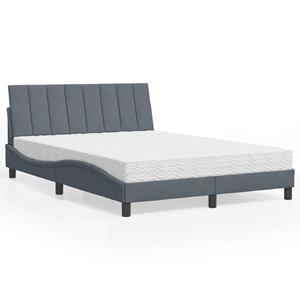 VidaXL Bed met matras fluweel donkergrijs 140x200 cm