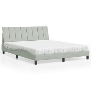 VidaXL Bed met matras fluweel lichtgrijs 160x200 cm