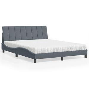 VidaXL Bed met matras fluweel donkergrijs 160x200 cm