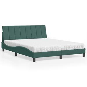 VidaXL Bed met matras fluweel donkergroen 160x200 cm