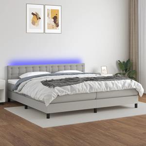 VidaXL Boxspring met matras en LED stof lichtgrijs 200x200 cm