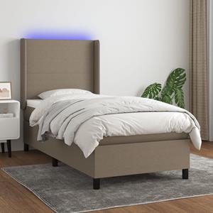 VidaXL Boxspring met matras en LED stof taupe 100x200 cm