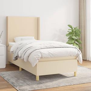 VidaXL Boxspring met matras stof crèmekleurig 90x190 cm