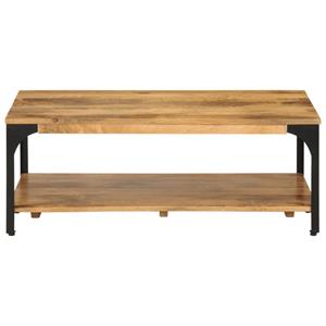 vidaXL Salontafel 2-laags 100x55x38 cm massief mangohout en staal