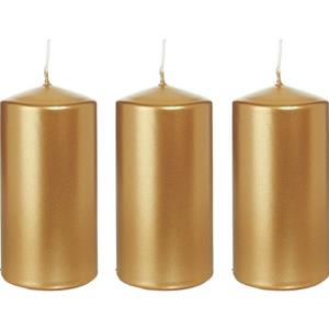 Trend Candles 3x Kaarsen goud 6 x 12 cm branduren sfeerkaarsen -