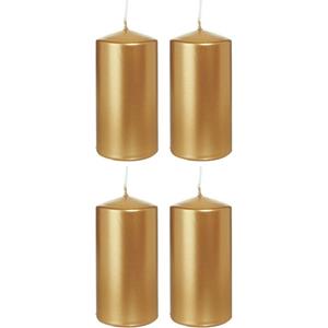 Trend Candles 4x Kaarsen goud 6 x 12 cm branduren sfeerkaarsen -