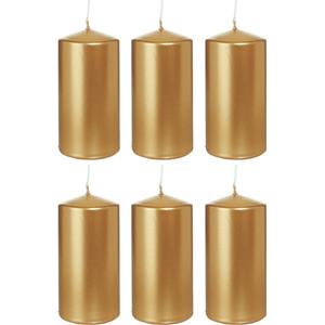 Trend Candles 6x Kaarsen goud 6 x 12 cm branduren sfeerkaarsen -