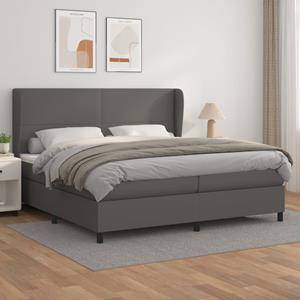 VidaXL Boxspring met matras kunstleer grijs 200x200 cm