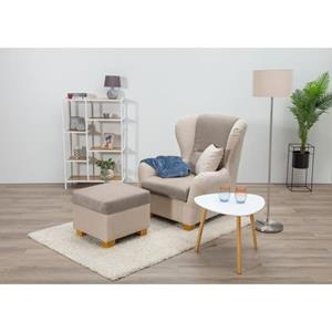 Home affaire Oorfauteuil Oliver Oorfauteuil inclusief voetenbank/poef, fijne structuur, geblokt patroon (2 stuks)