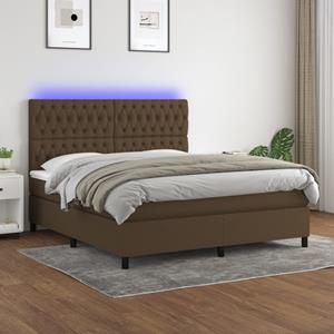 VidaXL Boxspring met matras en LED stof donkerbruin 160x200 cm