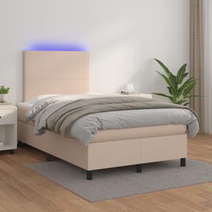 VidaXL Boxspring met matras en LED kunstleer cappuccinokleur 120x200cm