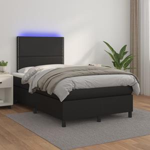 VidaXL Boxspring met matras en LED kunstleer zwart 120x200 cm