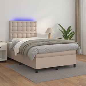 VidaXL Boxspring met matras en LED kunstleer cappuccinokleur 120x200cm