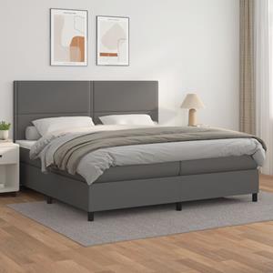 VidaXL Boxspring met matras kunstleer grijs 200x200 cm