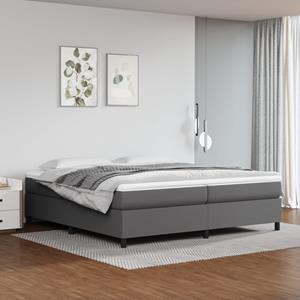 VidaXL Boxspring met matras kunstleer grijs 200x200 cm