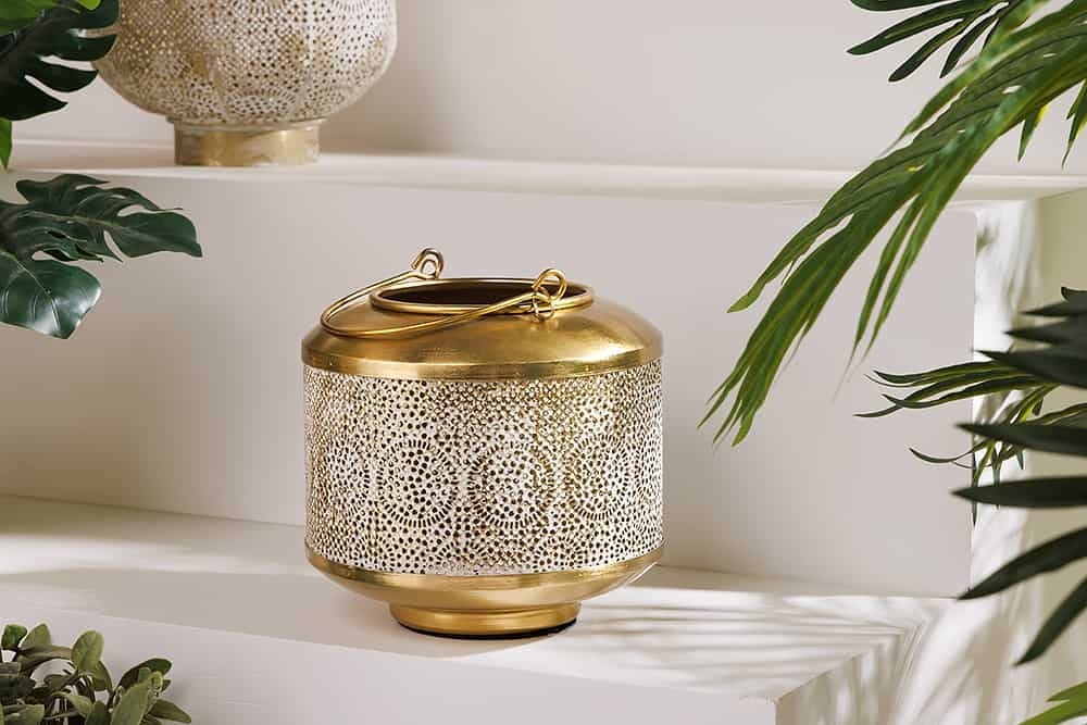 Invicta Interior Decoratieve lantaarn ORIENT 20cm goud metaal met patina handgemaakte lantaarn - 43825