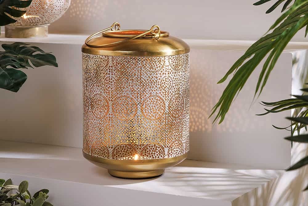 Invicta Interior Decoratieve lantaarn ORIENT 25cm goud metaal met patina handgemaakte lantaarn - 43826