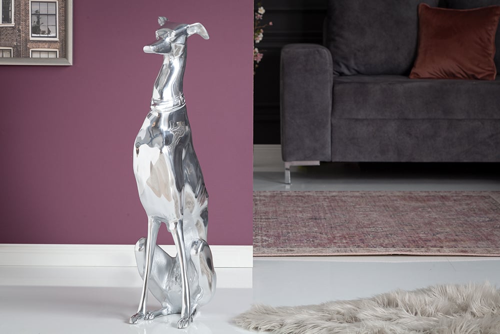 Invicta Interior Elegant Greyhound-sculptuur GREYHOUND 70 cm aluminium designfiguur - 8891