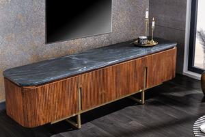 Invicta Interior Design TV-Board GATSBY 160cm bruin goud Mangoholz Marmor Metallgestell - 43337