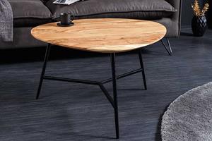 Invicta Interior Massief houten salontafel BEAUTY BY NATURE 70cm acacia niertafel driehoekig metaal zwart - 43741