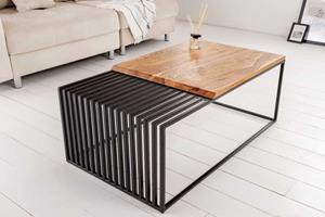 Invicta Interior Design salontafel ARCHITECTURE 100cm naturel sheesham massief hout zwart metalen frame - 43118