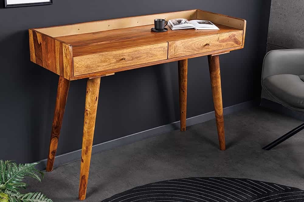 Invicta Interior Massief houten consoletafel BEAUTY BY NATURE 110 cm bureau met sheesham steenafwerking en opbergruimte - 43751