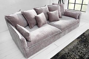 Invicta Interior Grote 3-zitsbank HEAVEN 200cm taupe fluwelen veerkern afneembare hoes hoes bank - 38570