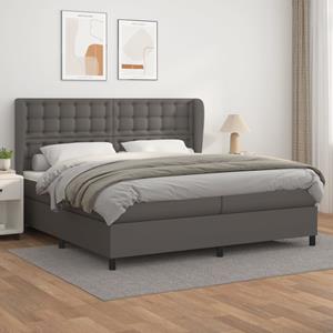 VidaXL Boxspring met matras kunstleer grijs 200x200 cm