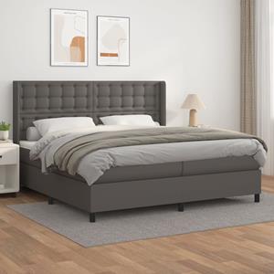 VidaXL Boxspring met matras kunstleer grijs 200x200 cm