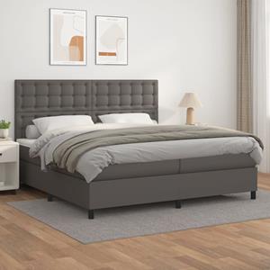 VidaXL Boxspring met matras kunstleer grijs 200x200 cm