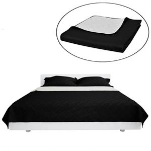 vidaXL Bedsprei gewatteerd dubbelzijdig 170x210 cm zwart/wit