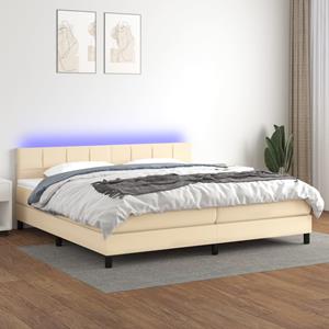 VidaXL Boxspring met matras en LED stof crèmekleurig 200x200 cm