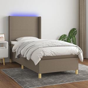 VidaXL Boxspring met matras en LED stof taupe 90x190 cm