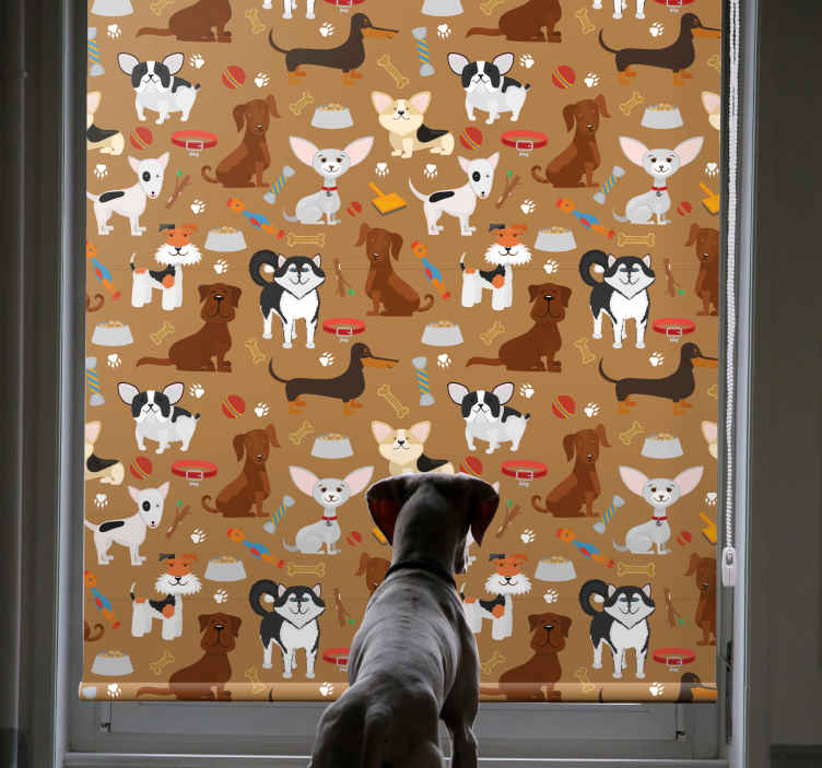 Tenstickers Rolgordijn babykamer Ander patroon van schattige honden