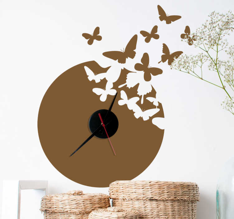 Tenstickers Sticker decoratie klok vlinders