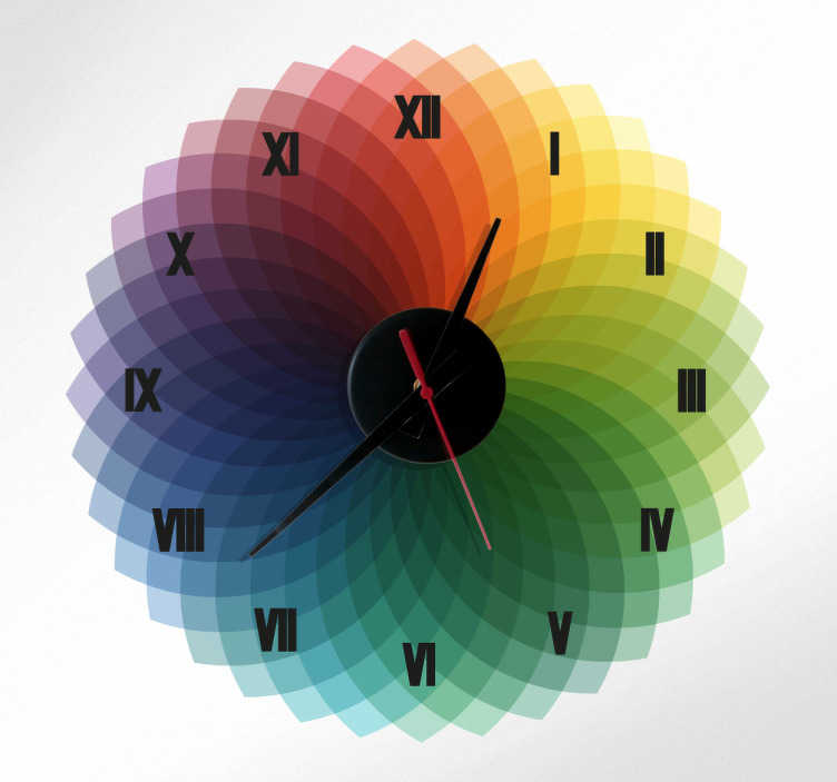 Tenstickers Muursticker ronde klok met kleuren