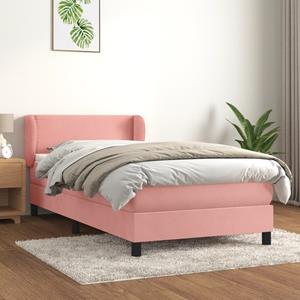 VidaXL Boxspring met matras fluweel roze 90x190 cm